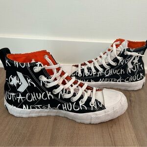 Not A Chuck Converse Mens Size 8 Black and White High Top Sneakers